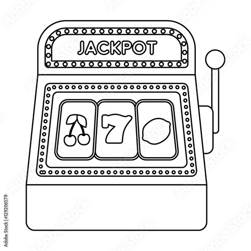 Slot machine icon in outline style isolated on white background. USA country symbol stock vector illustration.