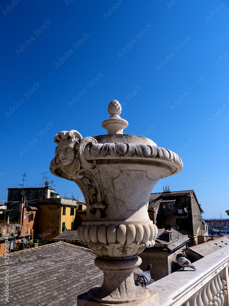 Fototapeta premium The city of Genoa in Northern Italy is a treasury of monumental buildings, churches, ancient alleyways, Grand Palazzos and museums 