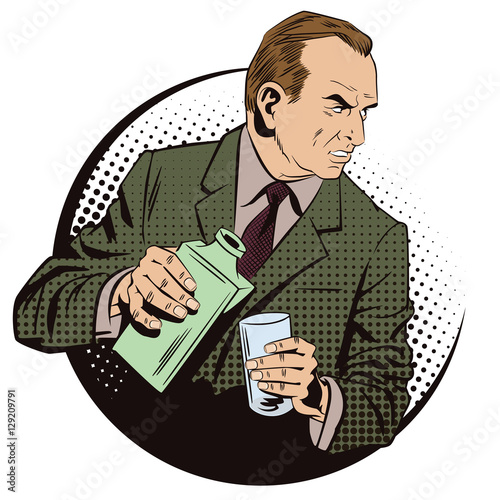 An elegant man drinking whisky.