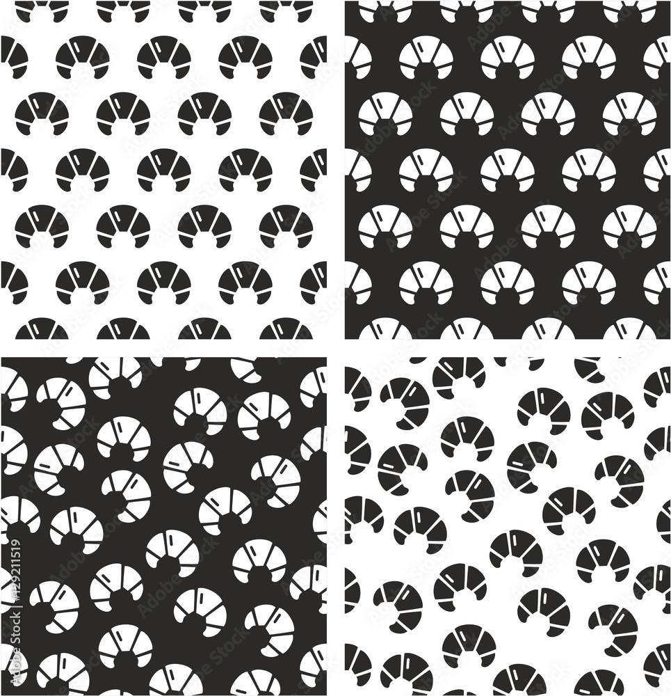 Croissant Aligned & Random Seamless Pattern Set Croissant Aligned & Random Seamless Pattern Set