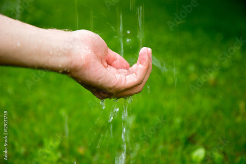 Water being poured on a hand