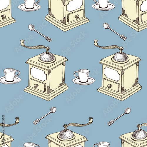 Seamless Coffee Pattern vector illustration.