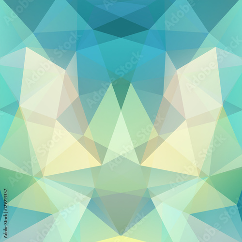Fototapeta Naklejka Na Ścianę i Meble -  Geometric pattern, polygon triangles vector background in green, blue, beige tones. Illustration pattern