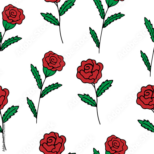 Floral seamless pattern with red roses