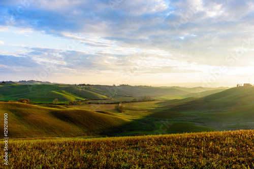 Scenic sunset in the tuscan countryside