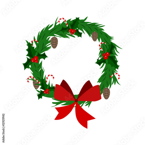 Christmas wreath flat icon