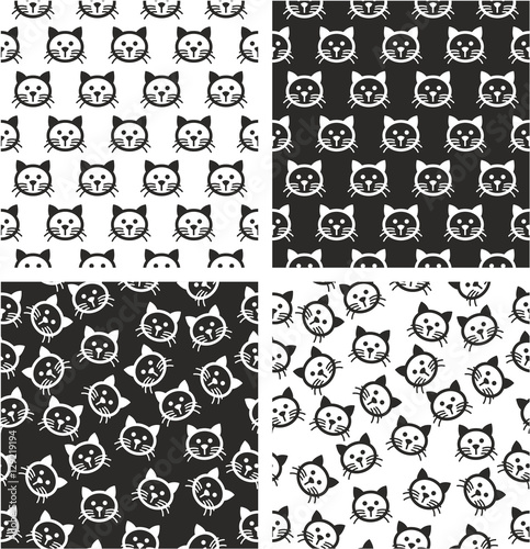 Cat Aligned & Random Seamless Pattern Set