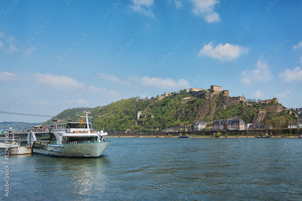 Koblenz where the Moselle joins the Rhine.