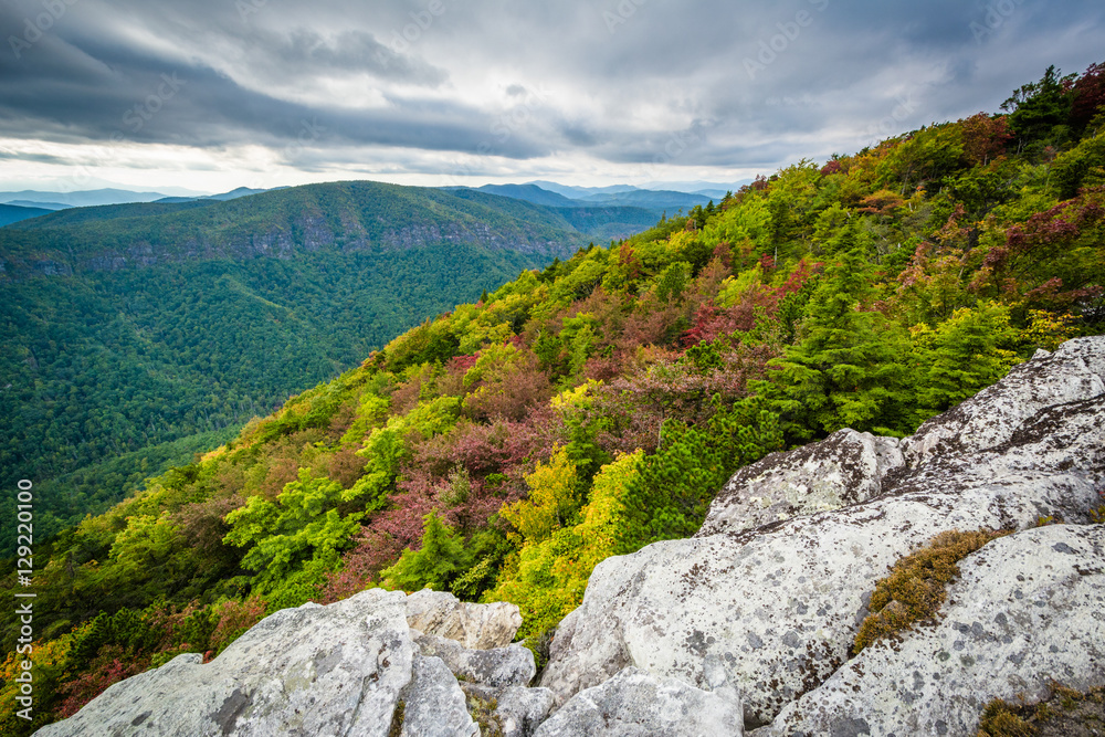 Early autumn view of the Blue Ridge Mountains from Hawksbill Mou Early autumn view of the Blue Ridge Mountains from Hawksbill Mou