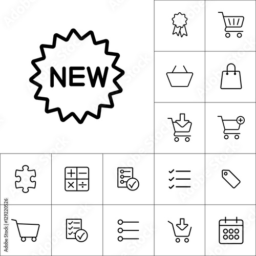 thin line new badge icon on white background, shopping icons set