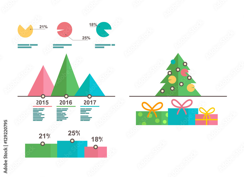 Infographics templates. Christmas tree, diagrams