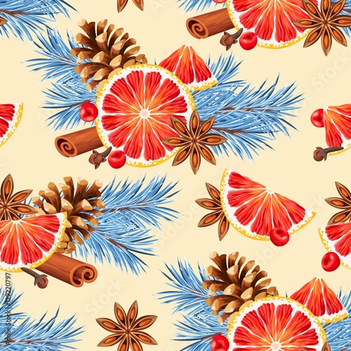 Seamless orange and spices