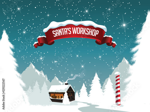 Fototapeta hristmas Santa's workshop at the scenic north pole
