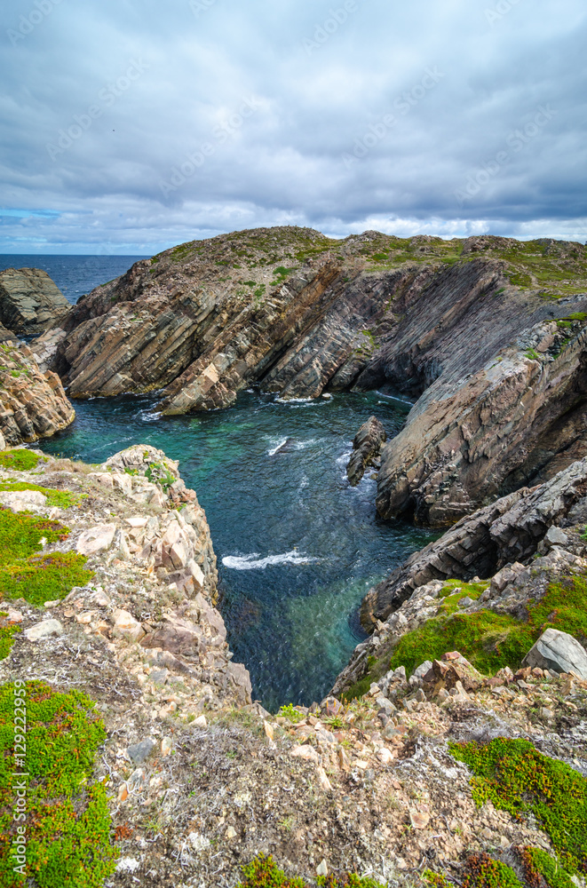 Φωτογραφία Cape Bonavista featuring coastal slabs of stone boulders and rocks that show their layers of formation over millions of years
