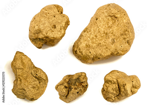 Gold nuggets, isolated on white background