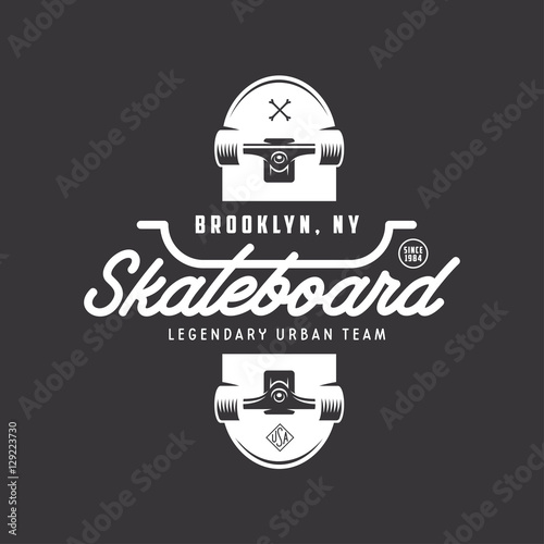 Skateboarding t-shirt design. Vector vintage illustration. photo