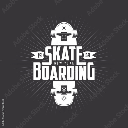 Skateboarding t-shirt design. Vector vintage illustration.