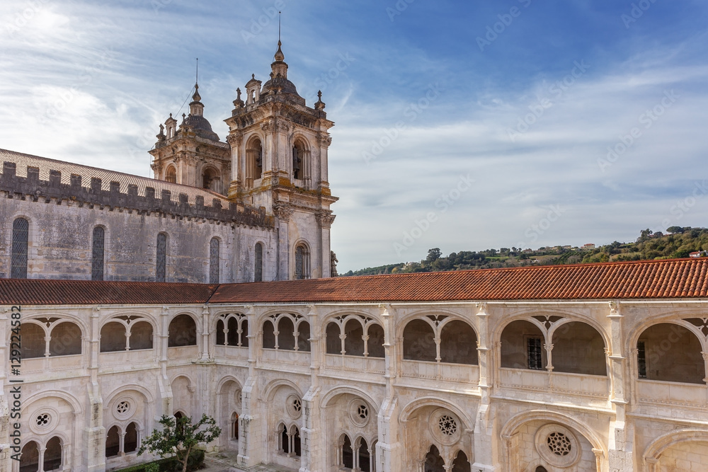 Architectural detail Catholic monastery Alcobaca.