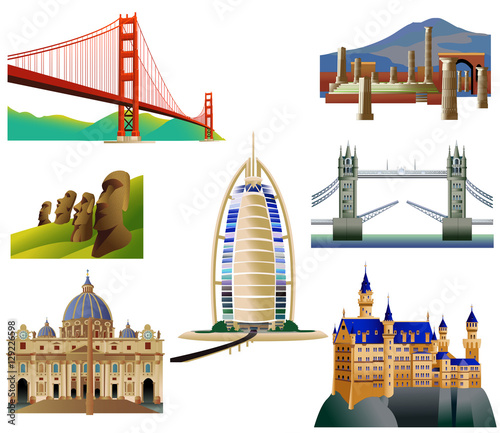 World Landmarks, set 3. Vector icons. Isolated on white