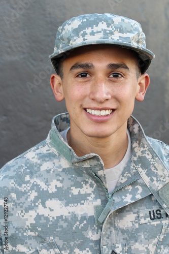 Army worker close up smiling