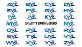 3 letters modern generic swoosh logo AYL, BYL, CYL, DYL, EYL, FYL, GYL, HYL, IYL, JYL, KYL, LYL, MYL, NYL, OYL, PYL, QYL, RYL, SYL,TYL, UYL, VYL, WYL, XYL, YYL, ZYL