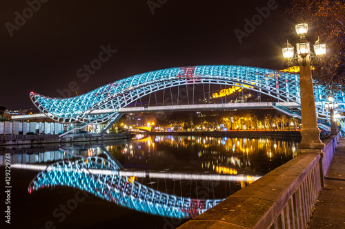 Pedestrian bridge of peace over the Mtkvari (Kura) River in Tbil