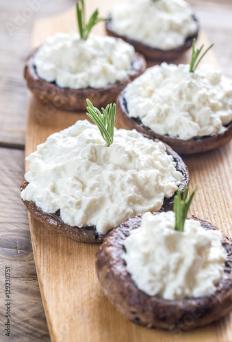 Baked mushrooms stuffed with cream cheese