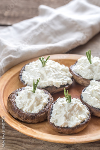 Baked mushrooms stuffed with cream cheese