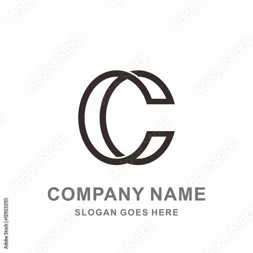 Monogram Letter C Simple Geometric Outline Double Circle Strips Business Company Stock Vector Logo Design Template 