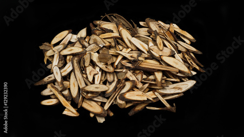 Chinese Herbal medicine on black background photo