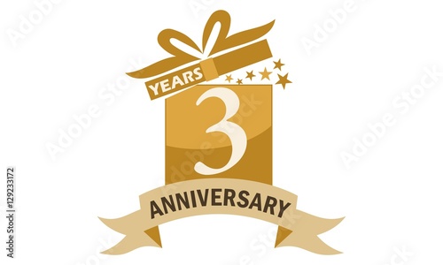 3Years Gift Box Ribbon Anniversary 