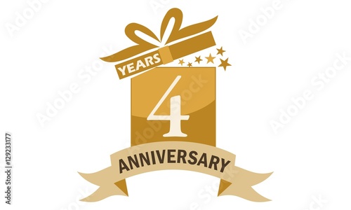 4 Years Gift Box Ribbon Anniversary 