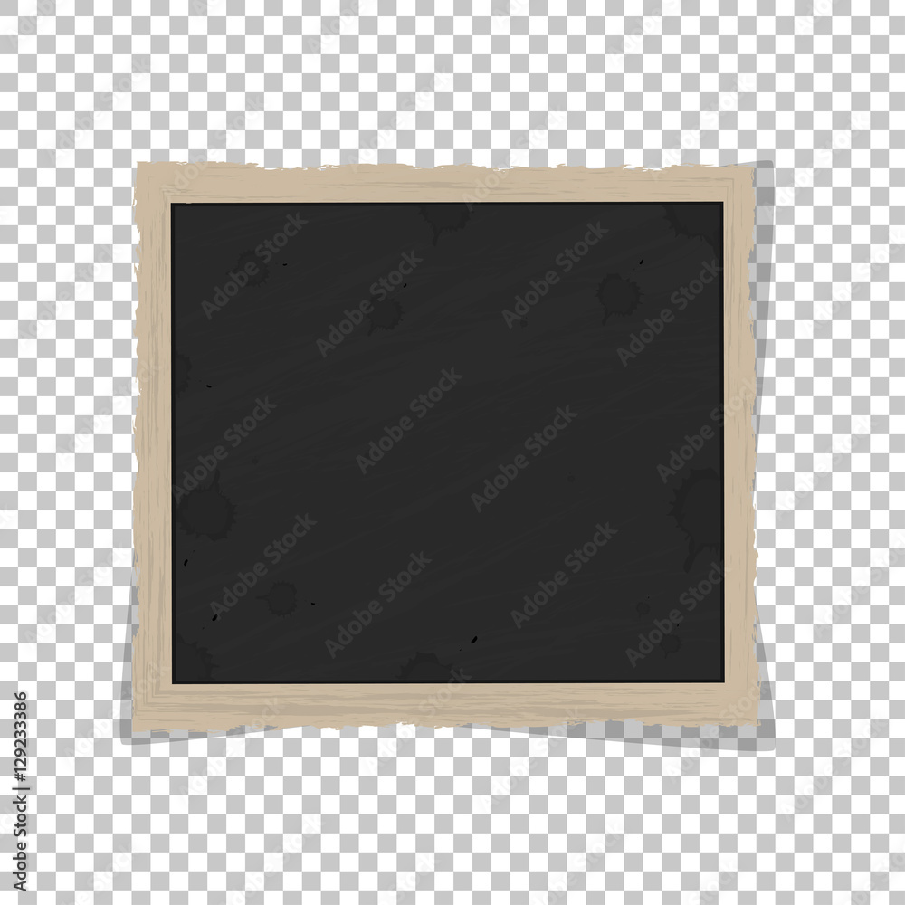Fototapeta premium Square old vintage frame template with shadows isolated on transparent background. Vector illustration