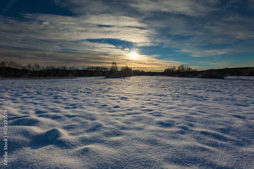 Snow covered polish landscape.