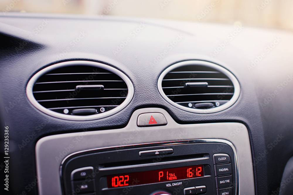 Fototapeta premium Modern car interior details closeup.