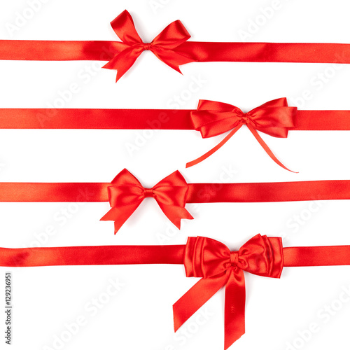 set of red ribbon satin bows