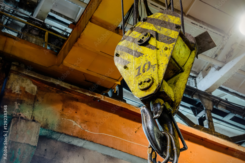 Hook industrial crane suspension.