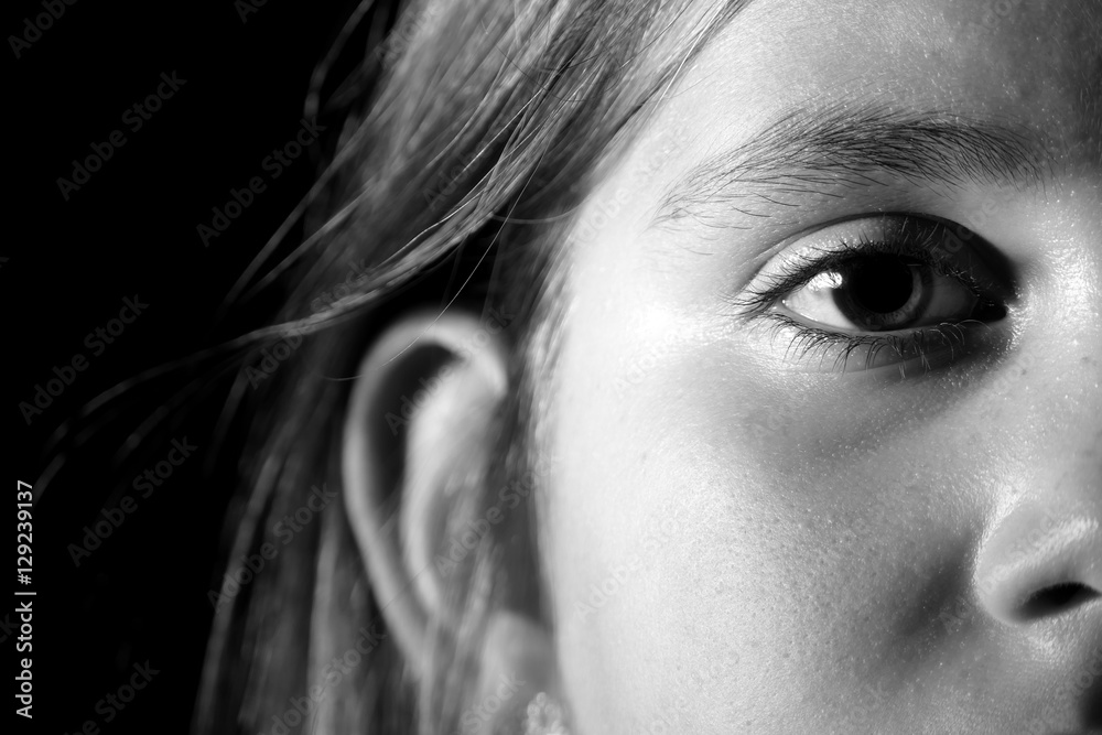 Fototapeta premium Little girl portrait monochrome