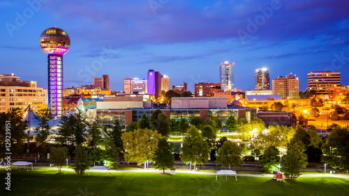 Knoxville, Tennessee City Skyline and City Lights at Night photo