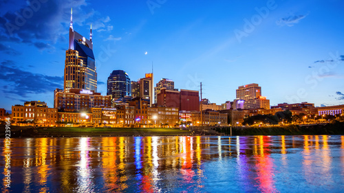 Downtown Nashville, Tennessee Cityscape Skyline Across The Cumberland River photo