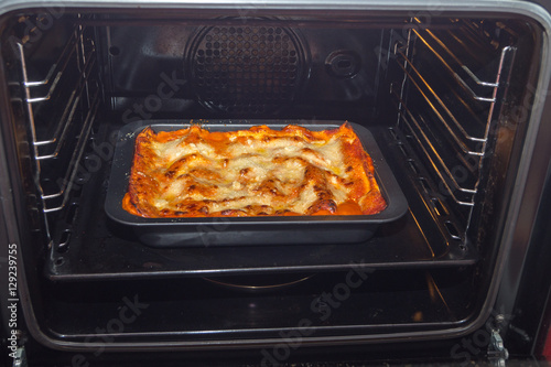 lasagna baked in the oven