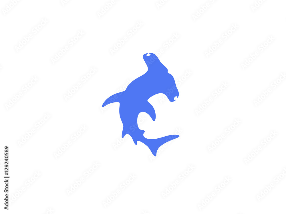 Hammerhead shark logo - obrazy, fototapety, plakaty 