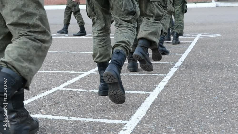 Russian army. Soldiers in formation on the parade ground Russian army. Soldiers in formation on the parade ground