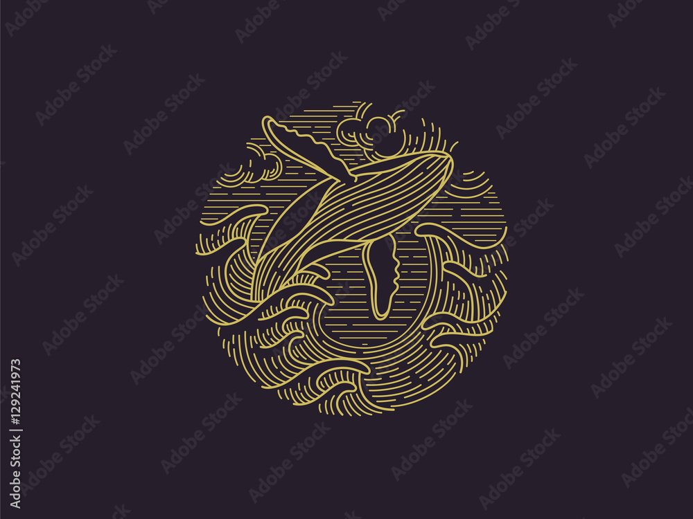 Naklejka premium Logo wieloryba