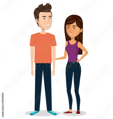 couple character with casual dress vector illustration design