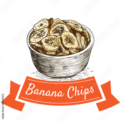 Banana chips colorful illustration.