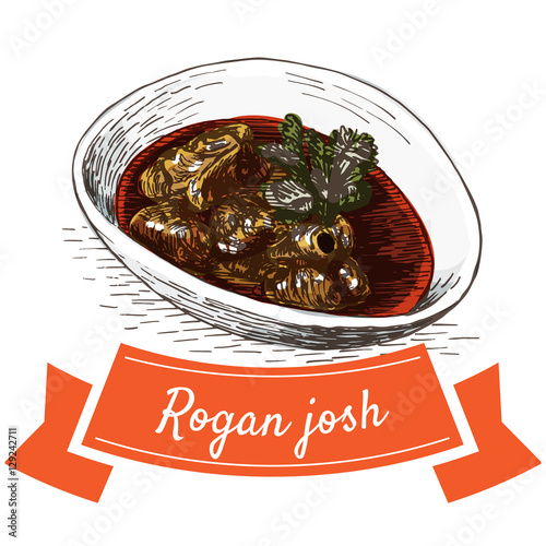 Rogan josh colorful illustration.