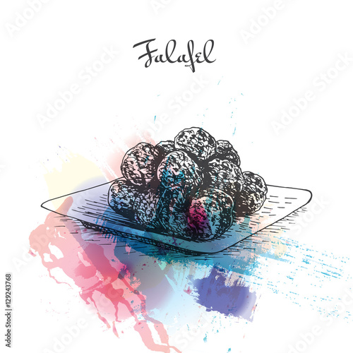 Falafel watercolor effect illustration.