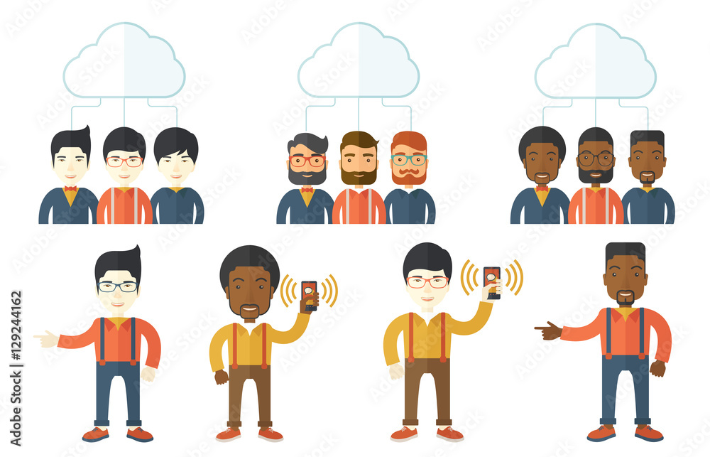 Vector set of illustrations with business people. Vector set of illustrations with business people.
