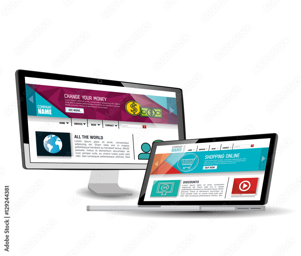 Website template in electronic devices vector illustration design